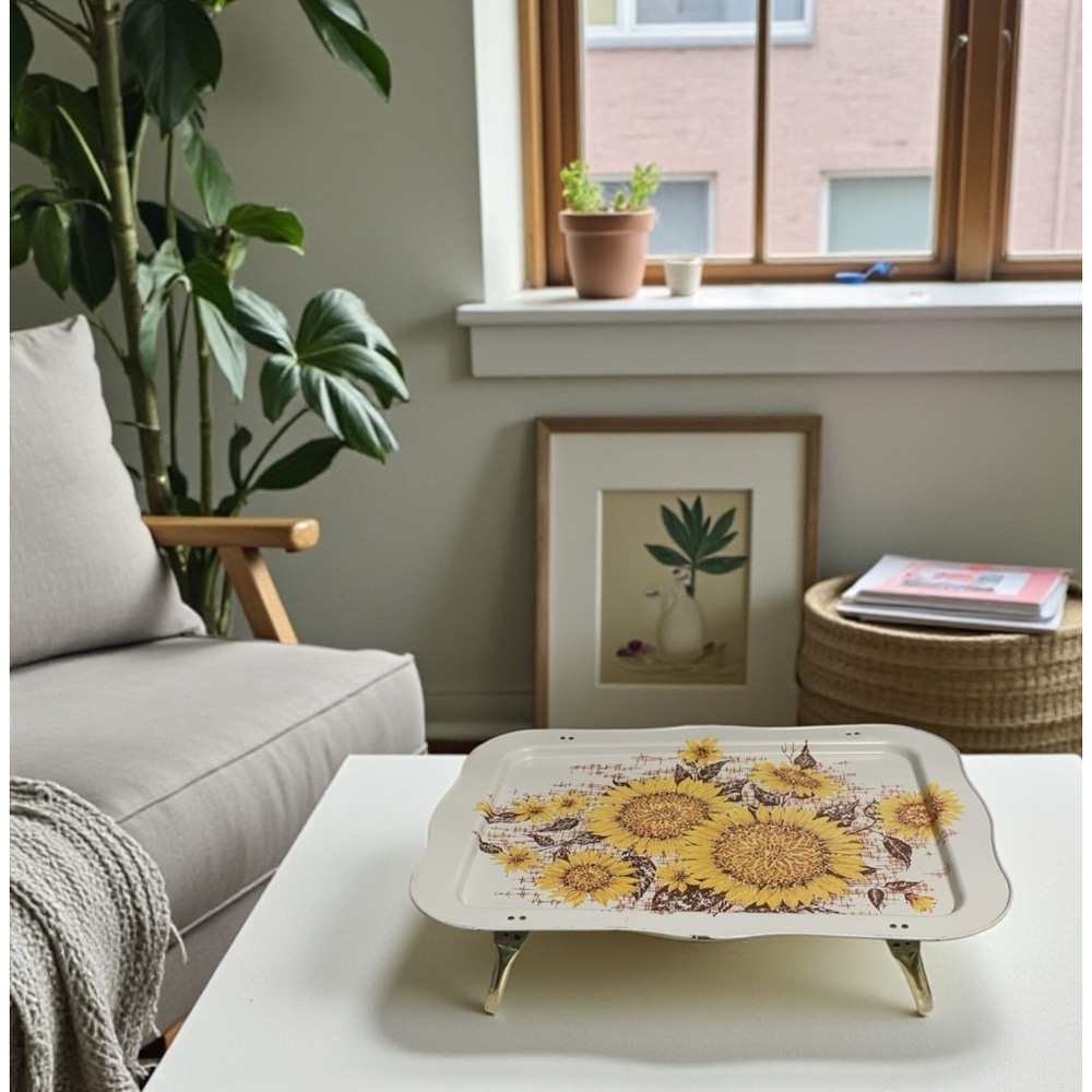 Vintage 70's Sunflower TV Tray